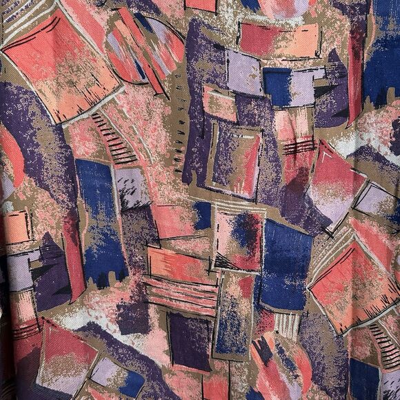 New Aura Womens Artsy Button Front Tunic Blouse Large Geometric Boho Hipster - Picture 10 of 12